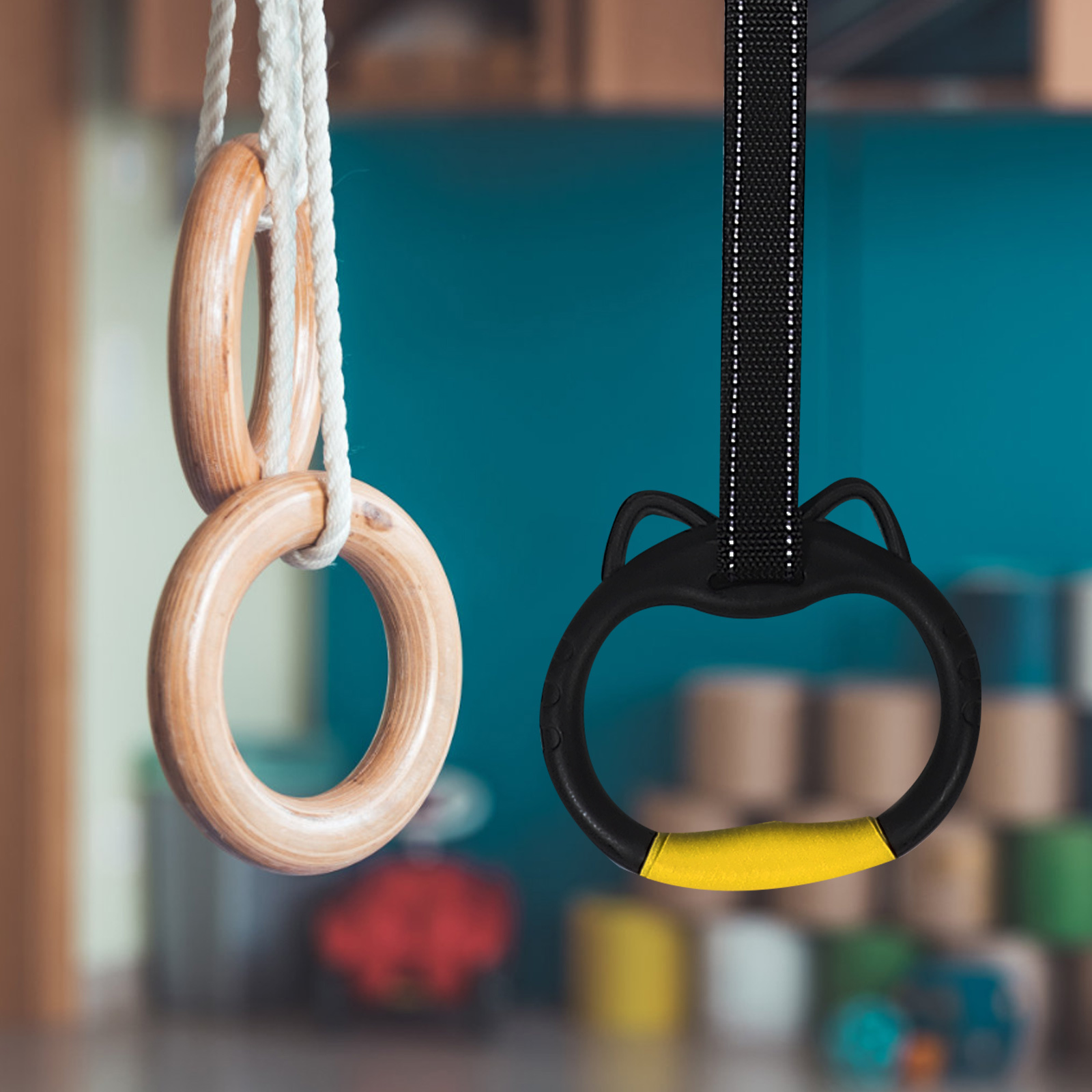 1 set 1 Set Gymnastics Rings F - Gymnastic Ring Wood avaliação e preço