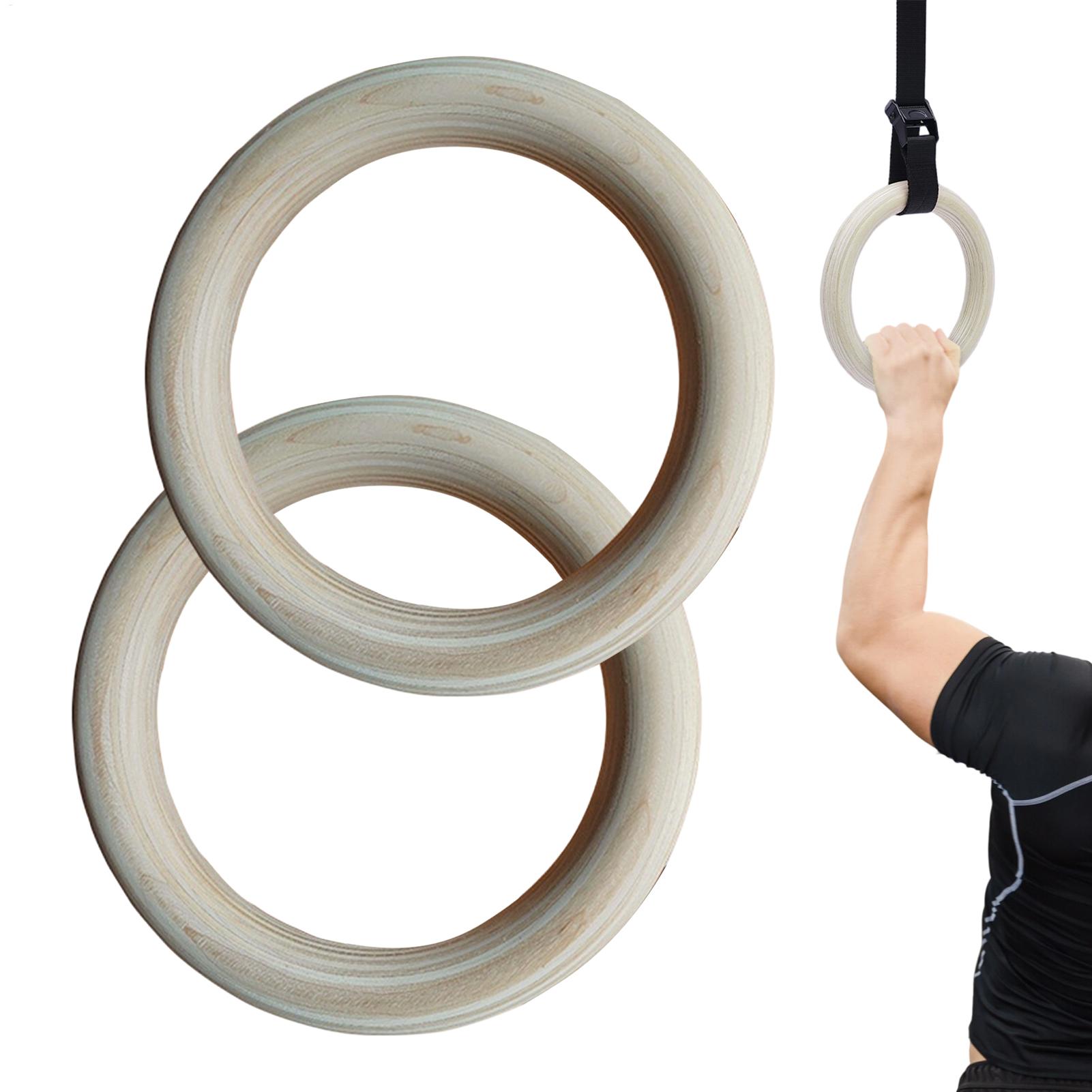 2Pcs/Pairs Wooden Portable Gym - Gymnastic Ring Wood avaliação e preço