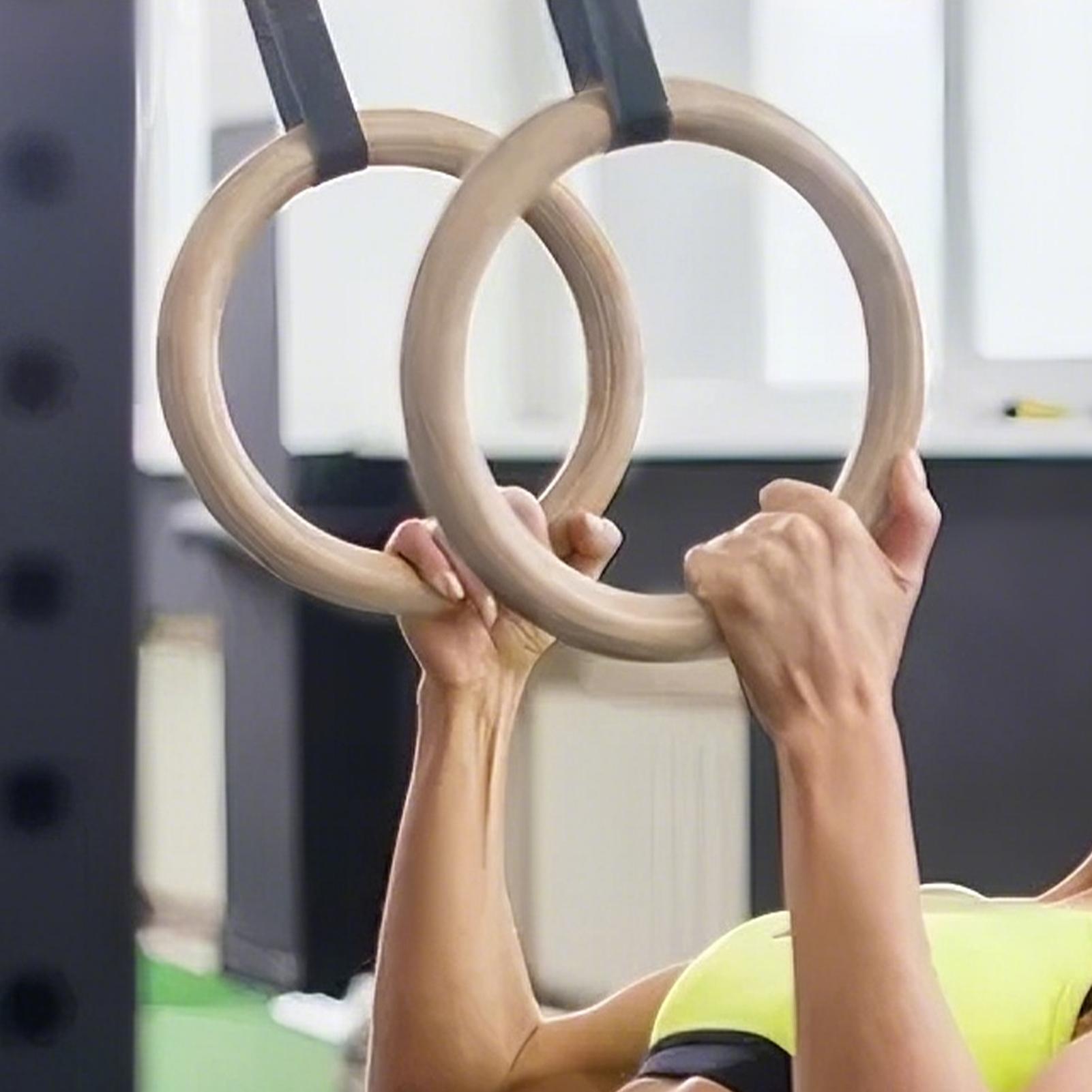 2Pcs/Pairs Wooden Portable Gym - Gymnastic Ring Wood avaliação e preço