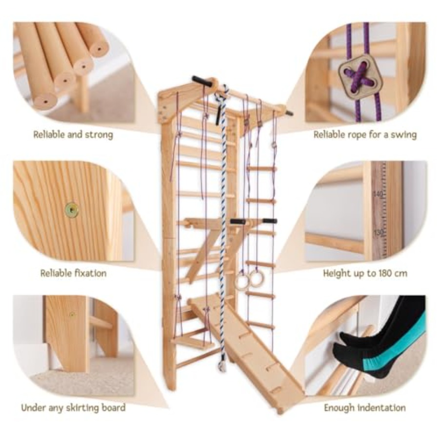 Swedish Ladder Wall Bars for h - Gymnastic Ring Wood avaliação e preço