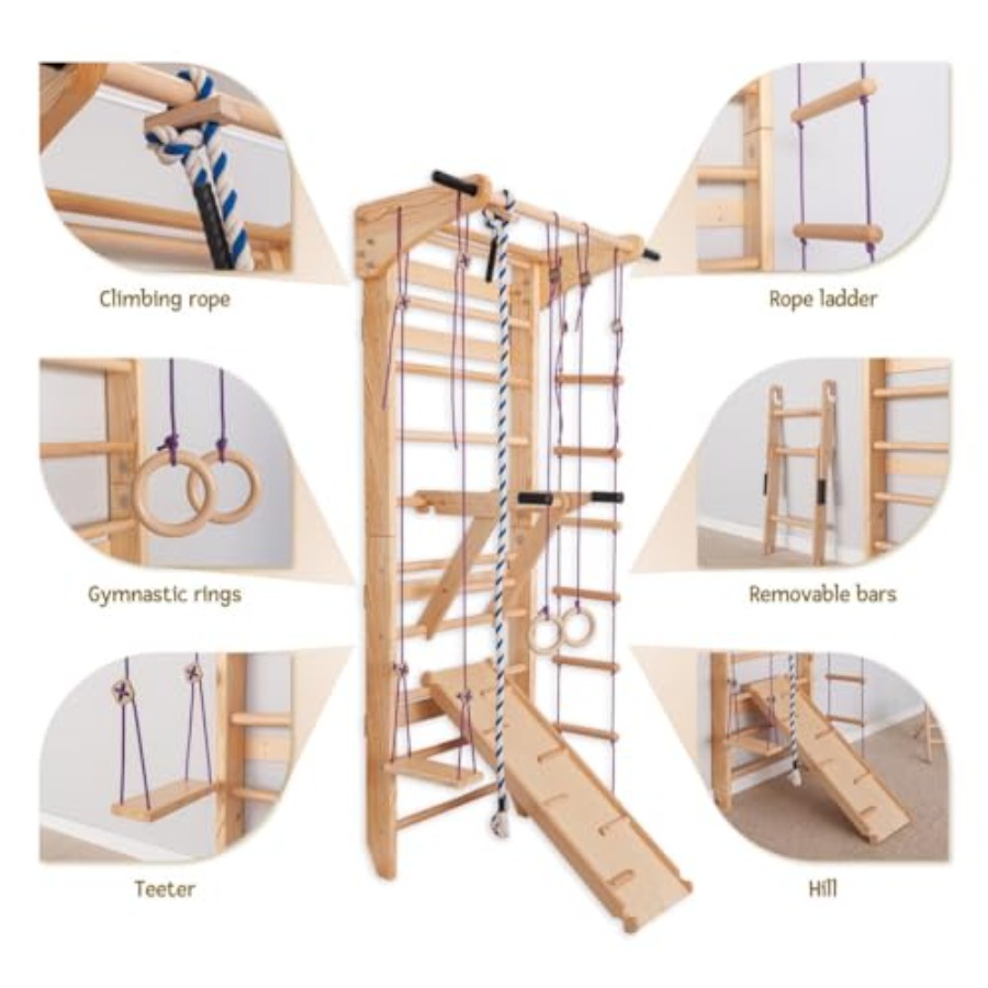 Swedish Ladder Wall Bars for h - Gymnastic Ring Wood avaliação e preço
