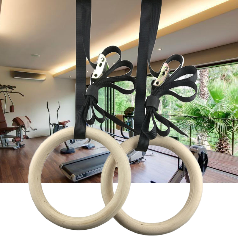 Fitness Gymnastic Rings with A - Gymnastic Ring Wood avaliação e preço